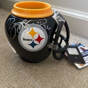 Autographed Steelers Jerome Bettis Can and Bottle Cooler Helmet